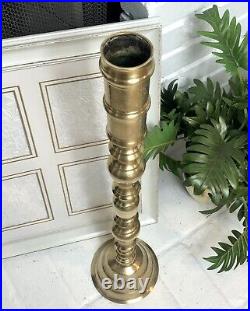 Brass Floor Candle Holder Etched Alter Church TallPillar Candlestick Wedding 1