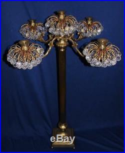 Brass Floor Standing Candelabra with 190 Crystal Fire Polished Faceted Balls, 48