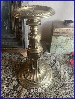Brass Footed Baroque Pillar Candle Holder