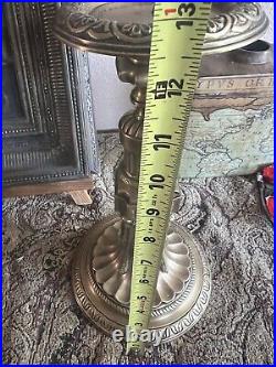 Brass Footed Baroque Pillar Candle Holder