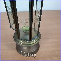 Brass Glass Lantern Door Hanging Candle Holder Engraved Glass