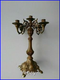 Brass Heavy Vintage Candlestick Candle Holders 11 / 1/2 Tall. Very Unique
