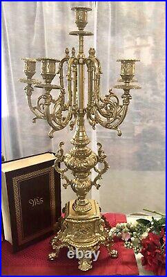 Brass Italian Brevettato Candelabras Baroque Style LARGE Vintage