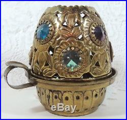Brass Jeweled Fairy Lamp Or Finger Lamp Candle Holder
