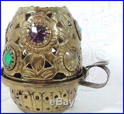 Brass Jeweled Fairy Lamp Or Finger Lamp Candle Holder