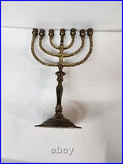 Brass Jewish Menorah Candelabra 7 Arm Branch Candle Holder Large 16.5H