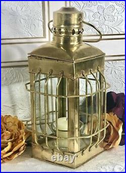 Brass Lantern Candle holder Hanging Light Nautical Beach Decoration Vintage