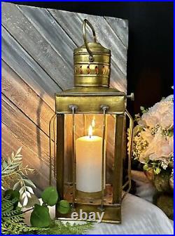 Brass Lantern Candle holder Vintage Hanging Light Nautical Beach Ships lantern