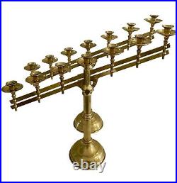 Brass Liturgical Candelabra 19x 27 Adjustable Church Altar 7 Vtg Candle Holder