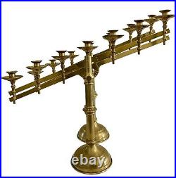 Brass Liturgical Candelabra 19x 27 Adjustable Church Altar 7 Vtg Candle Holder