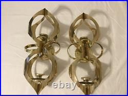 Brass Metal Wall Mount Candle Holders Spiral Design holds 2 & 1 candles MCM VTG