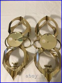 Brass Metal Wall Mount Candle Holders Spiral Design holds 2 & 1 candles MCM VTG