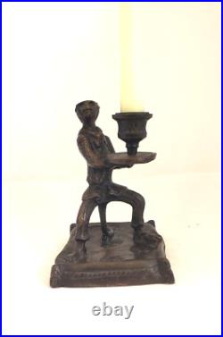 Brass Monkey Butler Candle Holder With Bronze Finish Vintage 5057