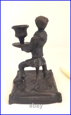 Brass Monkey Butler Candle Holder With Bronze Finish Vintage 5057