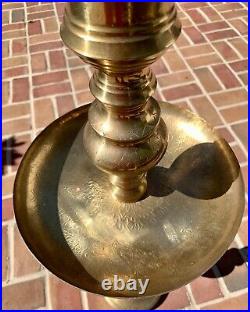 Brass Moroccan Pillar Candle Holder with Tray Church Altar Temple Vintage 36