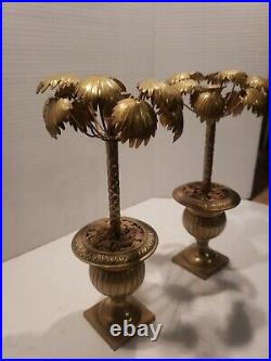 Brass Palm Tree Candlesticks