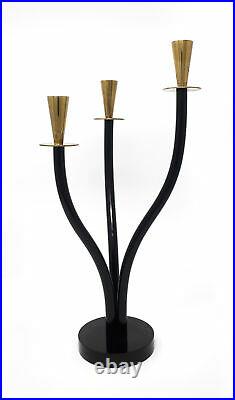 Brass and Black Lucite Candle Holder