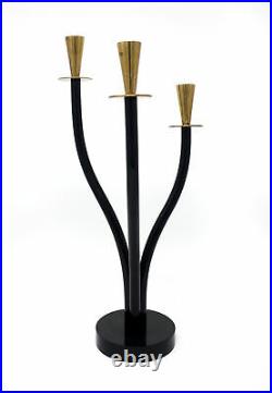 Brass and Black Lucite Candle Holder