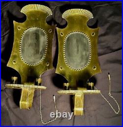 Brass candle wall sconces pair vintage