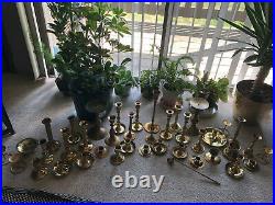 Brass candlesticks, gold, wedding, decor, antique, 40 total candlesticks