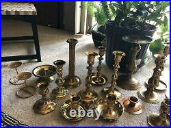 Brass candlesticks, gold, wedding, decor, antique, 40 total candlesticks