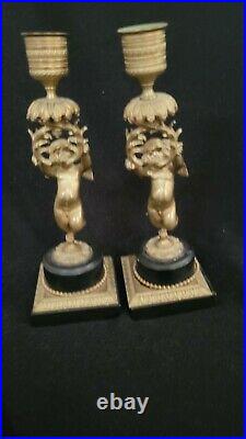 Brass cherub candle holders Angel statue figurines
