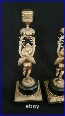 Brass cherub candle holders Angel statue figurines