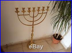 Brass copper 22 XXL vintage Menorah candle holder Israel Judaica from Jerusale