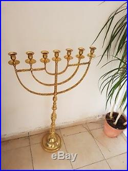 Brass copper 22 XXL vintage Menorah candle holder Israel Judaica from Jerusale