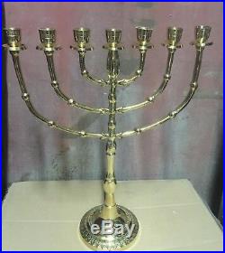 Brass copper Jerusalem Menorah XXL 16 candle holder authentic vintage Israel