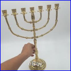 Brass copper Jerusalem Menorah XXL 16 candle holder authentic vintage Israel