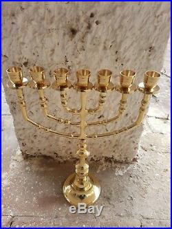 Brass copper Jerusalem candle holder authentic XXL 14 vintage Israel Menorah