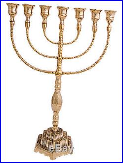 Brass copper Massive XXL 17 Menorah Israel candle holder Jerusalem Judaica