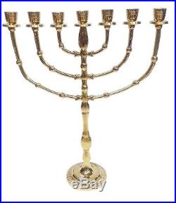 Brass copper XL Israel vintage Judaica 15 Menorah candle holder from Jerusalem
