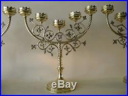 Brass set Catholic Church Altar candle holders (vestment relic chalice)