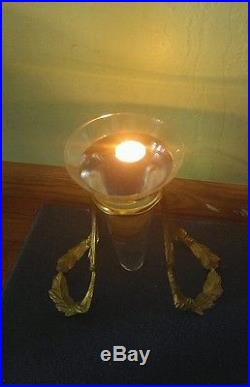 Brass with Glass Candle Holder, 10.5 T X 10.5 W