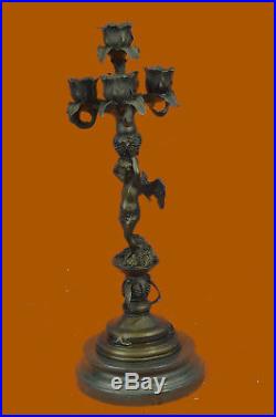 Bronze ART DECO CHERUB BRASS CANDLESTICKS CANDLE HOLDER HOME DECOR SALE Sculptur