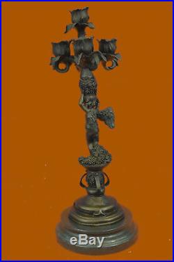 Bronze ART DECO CHERUB BRASS CANDLESTICKS CANDLE HOLDER HOME DECOR SALE Sculptur