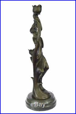 Bronze Sculpture Figurine 16X7 Vintage French Empire Brass Kassin Candle Holder