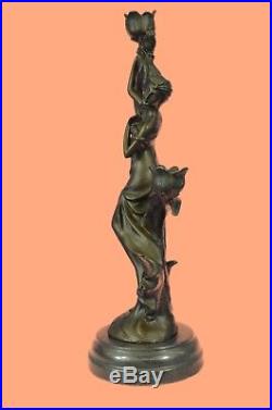 Bronze Sculpture Statue VINTAGE FRENCH EMPIRE BRASS KASSIN CANDLE HOLDER CANDELA