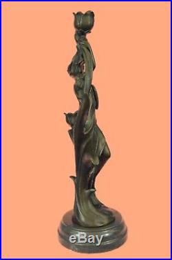 Bronze Sculpture Statue VINTAGE FRENCH EMPIRE BRASS KASSIN CANDLE HOLDER CANDELA