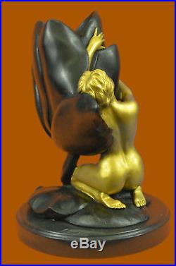 Bronze VINTAGE FRENCH EMPIRE BRASS VITALEH CANDLE HOLDER CANDELABRA HOT CAST ART