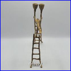 Brutalist Vintage Human Figure Brass Candle Holder