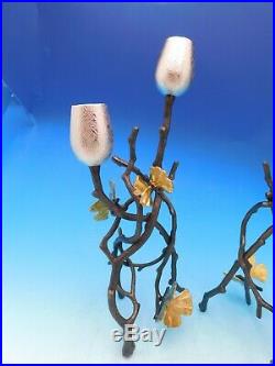 Butterfly Ginkgo by Michael Aram Brass and Nickelplate Candleholder Set New
