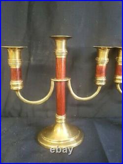 C. B. K. India Rare Vintage Antique Candelabra Candle Holders Wood Brass