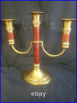 C. B. K. India Rare Vintage Antique Candelabra Candle Holders Wood Brass