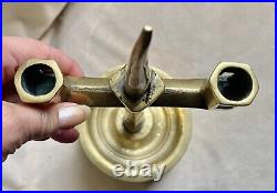 C1825 English Victorian BRASS DOUBLE SOCKET DUTCH Candle Pricket Stick Pair