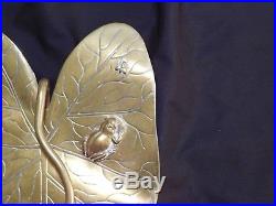 C1910 PAIR Arts And Crafts Brass Leaf Candle Sconces Aesthetic Movement Benson