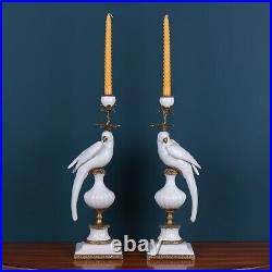 Cabdelabra Brass White Chinese Porcelain 1 arm candle holder