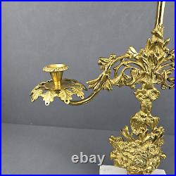 Candelabra Brass Floral Marble Base Vintage Victorian Candle Holder Ornate